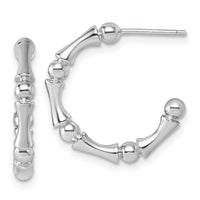 Sterling Silver Rhodium-plated Polished Patterned Post Hoop Earrings