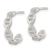 Sterling Silver Polished Anchor Link Post C-Hoop Earrings