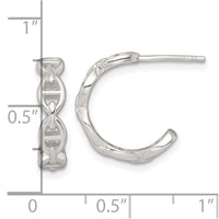 Sterling Silver Polished Anchor Link Post C-Hoop Earrings