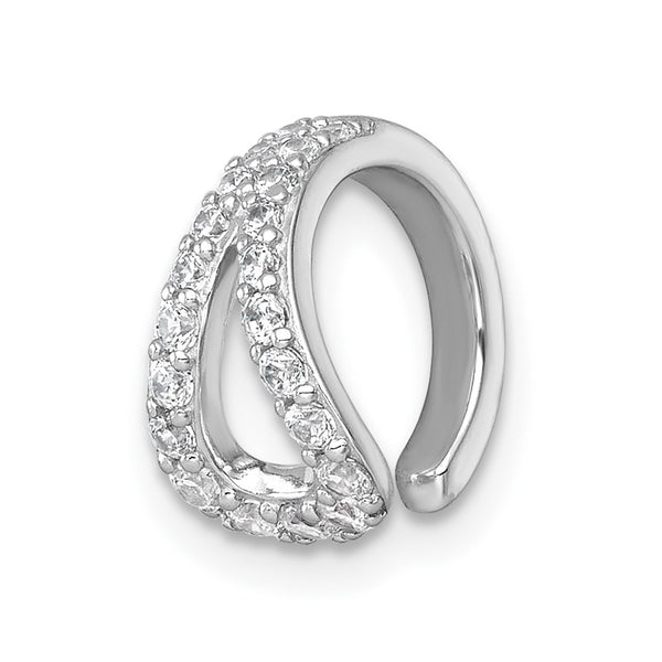 Sterling Silver Rhodium-plated Polished CZ Single Ear Cuff