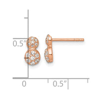 Sterling Silver Rose Gold-plated Polished Fancy CZ Post Earrings