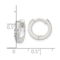 SSilver Polished CZ and Enamel In/Out Hinged Round Hoop Earrings