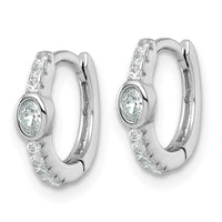 Sterling Silver Rhodium-plated Round and Oval CZ Hinged Round Hoop Earrings