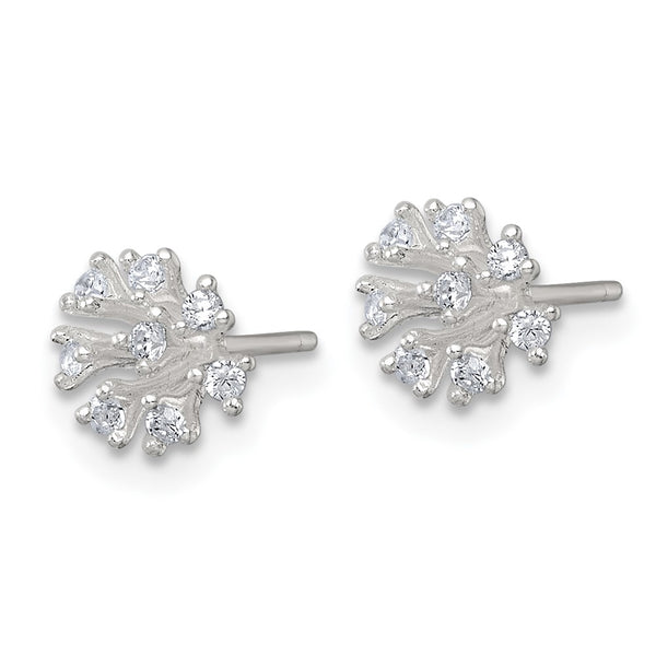 Sterling Silver Polished CZ Cluster Post Earrings