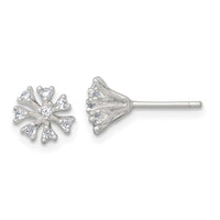 Sterling Silver Polished CZ Cluster Post Earrings