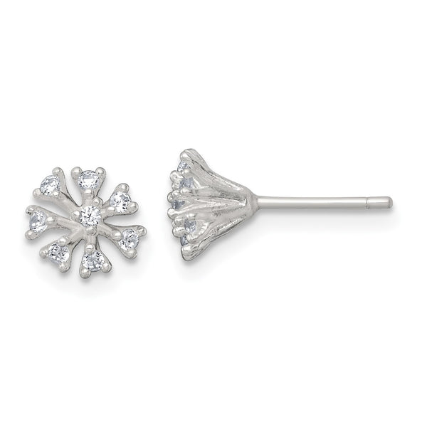 Sterling Silver Polished CZ Cluster Post Earrings