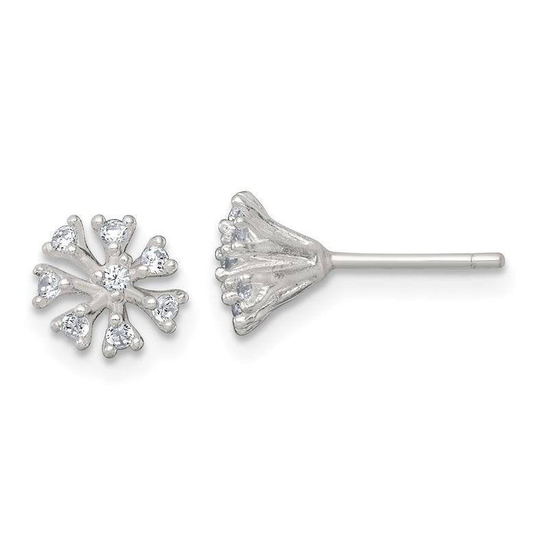 Sterling Silver Polished CZ Cluster Post Earrings