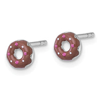 Sterling Silver Rh-plated Children's Enamel Donut Post Earrings