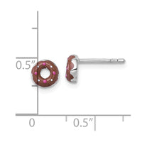 Sterling Silver Rh-plated Children's Enamel Donut Post Earrings