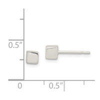 Sterling Silver Polished 4mm Square Cube Earrings