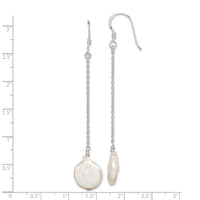 Sterling Silver Polished Freshwater Cultured Coin Pearl Dangle Earrings