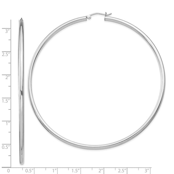 Sterling Silver Rhodium-plated 2.5mm Round Hoop Earrings