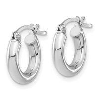 Sterling Silver Rhodium-plated 3mm Round Hoop Earrings