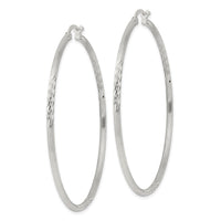 Sterling Silver 2mm Polished/Satin D/C Hoop Earrings