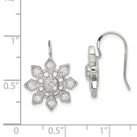 Sterling Silver Rhodium-plated CZ Snowflake Earrings