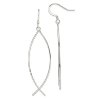 Sterling Silver Polished Ichthus Dangle Earrings