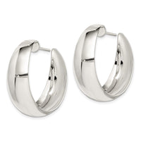 Sterling Silver Rhodium-plated Fancy J-Hoop Post Earrings