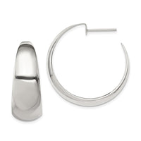 Sterling Silver Rhodium-plated Fancy J-Hoop Post Earrings