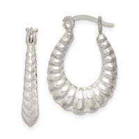 Sterling Silver Polished Shrimp Oval Hoop Earrings