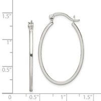 Sterling Silver Polished 1.5mm Square Tube Oval Hoop Earrings