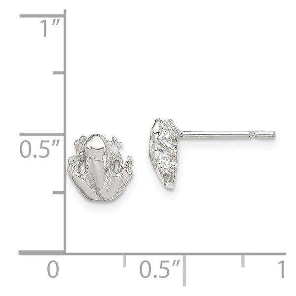 Sterling Silver Polished Mini Frog Post Earrings