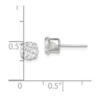 Sterling Silver 6mm Round Snap Set Laser-cut CZ Stud Earrings