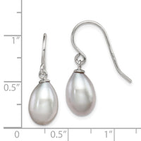 Sterling Silver Rhodium-plated Grey 8-9mm FWC Pearl Dangle Earrings
