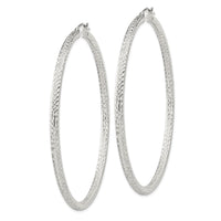 Sterling Silver D/C 3x65mm Hoop Earrings