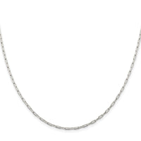 Sterling Silver Rhodium-plated 2mm Elongated Open Link Chain