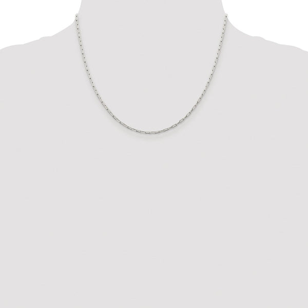 Sterling Silver Rhodium-plated 2mm Elongated Open Link Chain