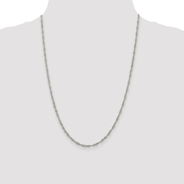 Sterling Silver Rhodium-plated 2.25mm Singapore Chain