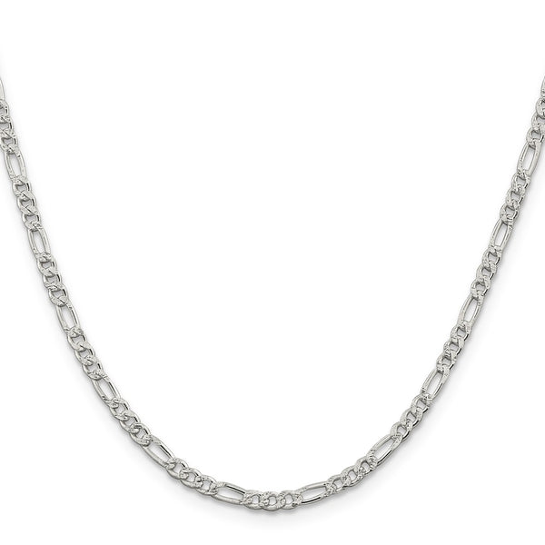 Sterling Silver 3mm PavÃ© Flat Figaro Chain