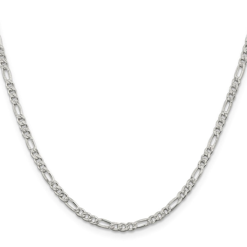 Sterling Silver 3mm PavÃ© Flat Figaro Chain