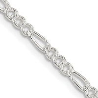 Sterling Silver 3mm PavÃ© Flat Figaro Chain