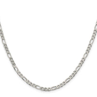 Sterling Silver 4mm PavÃ© Flat Figaro Chain