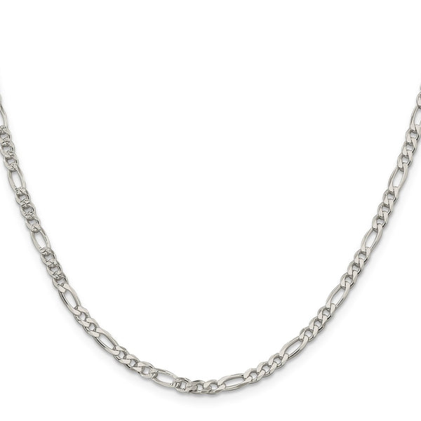 Sterling Silver 4mm PavÃ© Flat Figaro Chain
