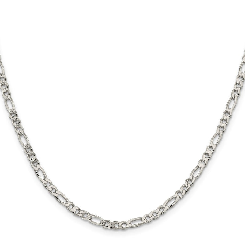 Sterling Silver 4mm PavÃ© Flat Figaro Chain