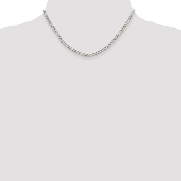 Sterling Silver 4mm PavÃ© Flat Figaro Chain
