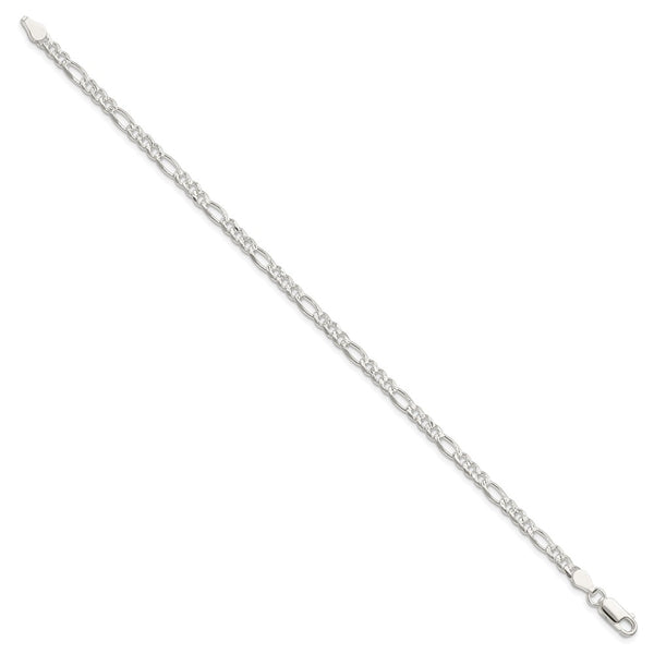 Sterling Silver 4mm PavÃ© Flat Figaro Chain