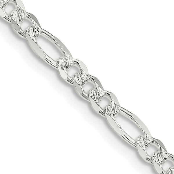 Sterling Silver 4mm PavÃ© Flat Figaro Chain