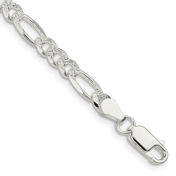 Sterling Silver 4.3mm PavÃ© Flat Figaro Chain