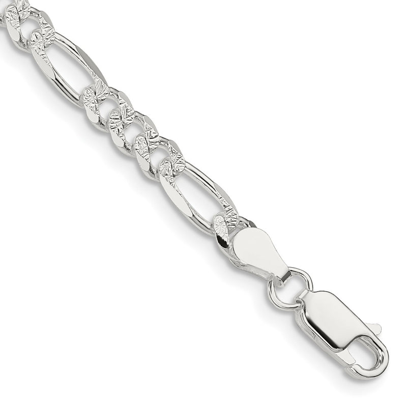 Sterling Silver 4.3mm PavÃ© Flat Figaro Chain