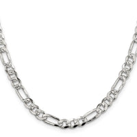 Sterling Silver 5.5mm PavÃ© Flat Figaro Chain