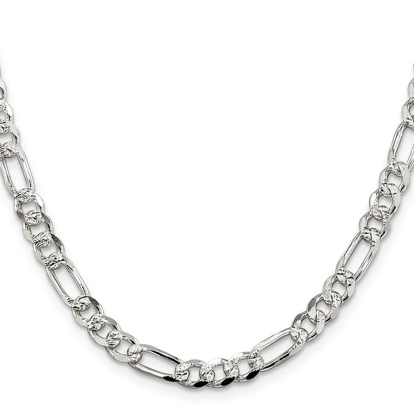 Sterling Silver 5.5mm PavÃ© Flat Figaro Chain