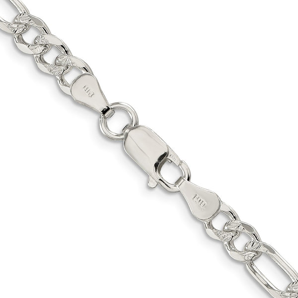 Sterling Silver 5.5mm PavÃ© Flat Figaro Chain