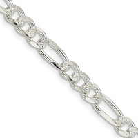 Sterling Silver 5.5mm PavÃ© Flat Figaro Chain