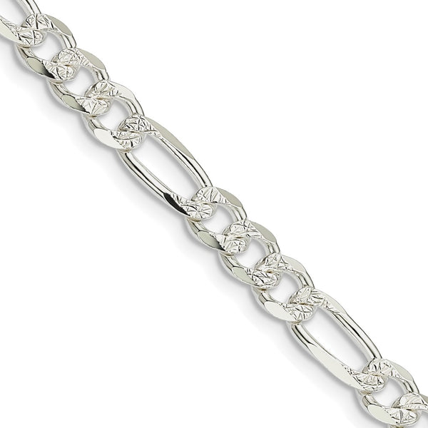 Sterling Silver 5.5mm PavÃ© Flat Figaro Chain