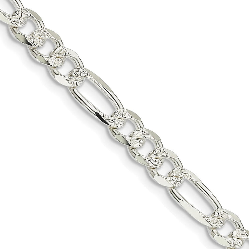 Sterling Silver 5.5mm PavÃ© Flat Figaro Chain