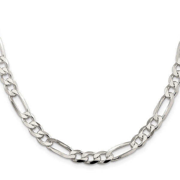 Sterling Silver 7.0mm PavÃ© Flat Figaro Chain