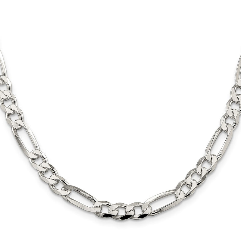 Sterling Silver 7.0mm PavÃ© Flat Figaro Chain